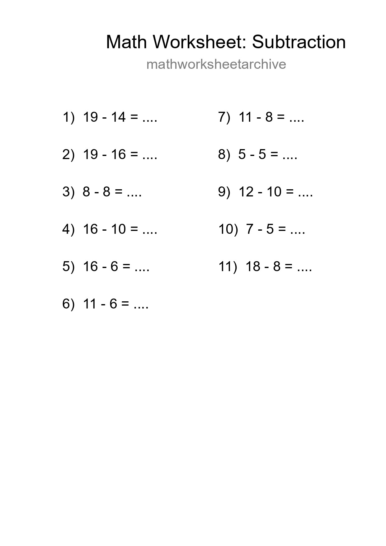 Free 11 Subtraction Math Worksheet For Grade 2 - Part 18