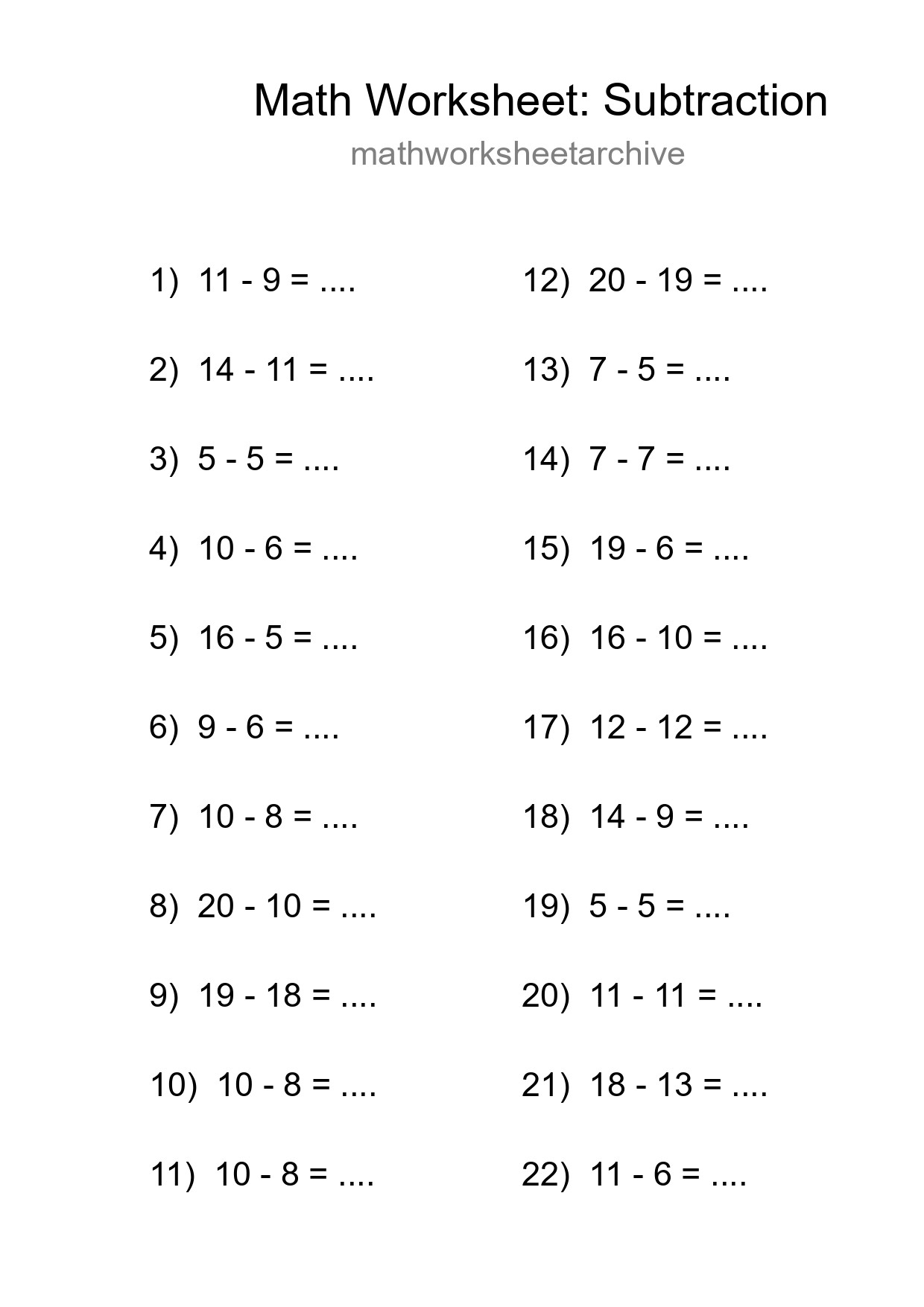 Free 22 Subtraction Math Worksheet For Grade 2 With Answers - Part 248