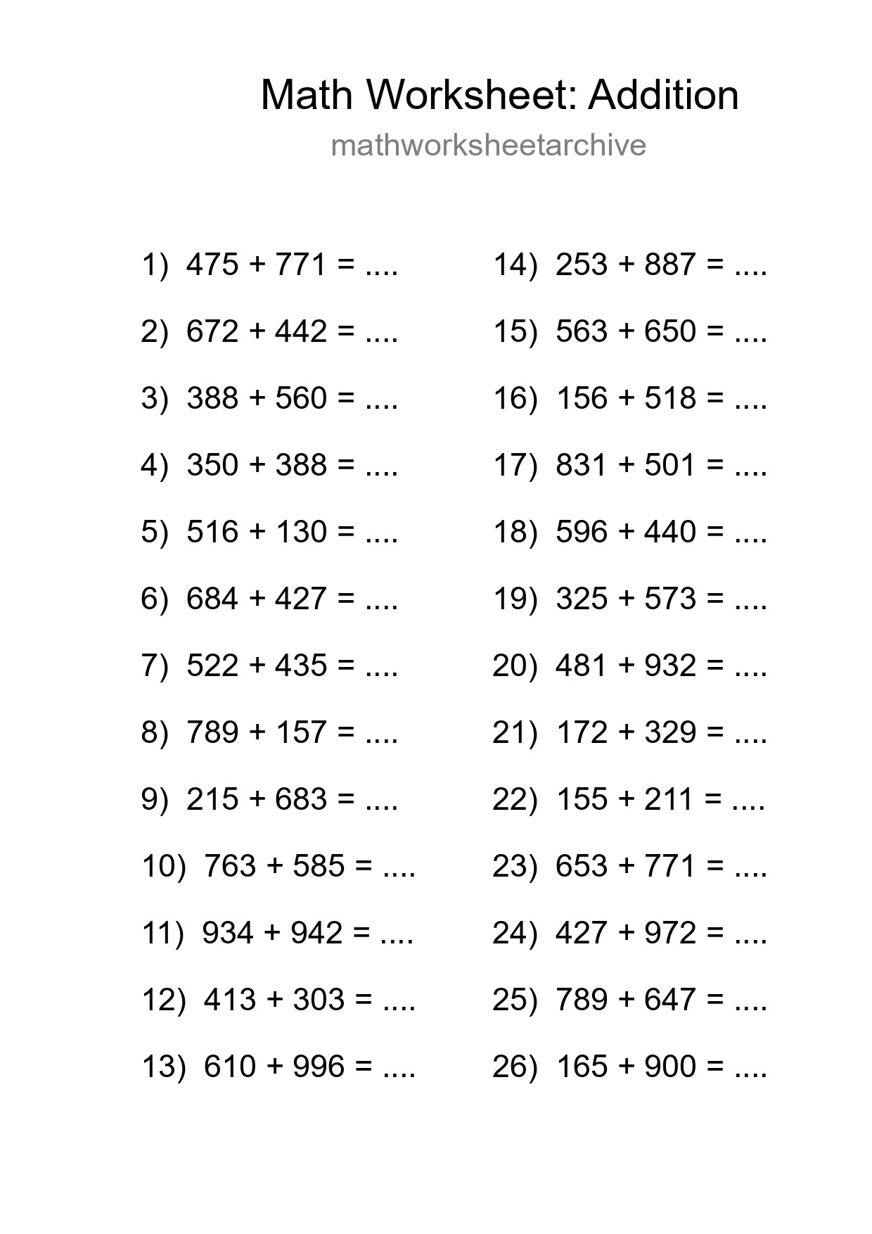 Free 26 Addition Math Worksheet For Grade 5 With Answers - Part 51