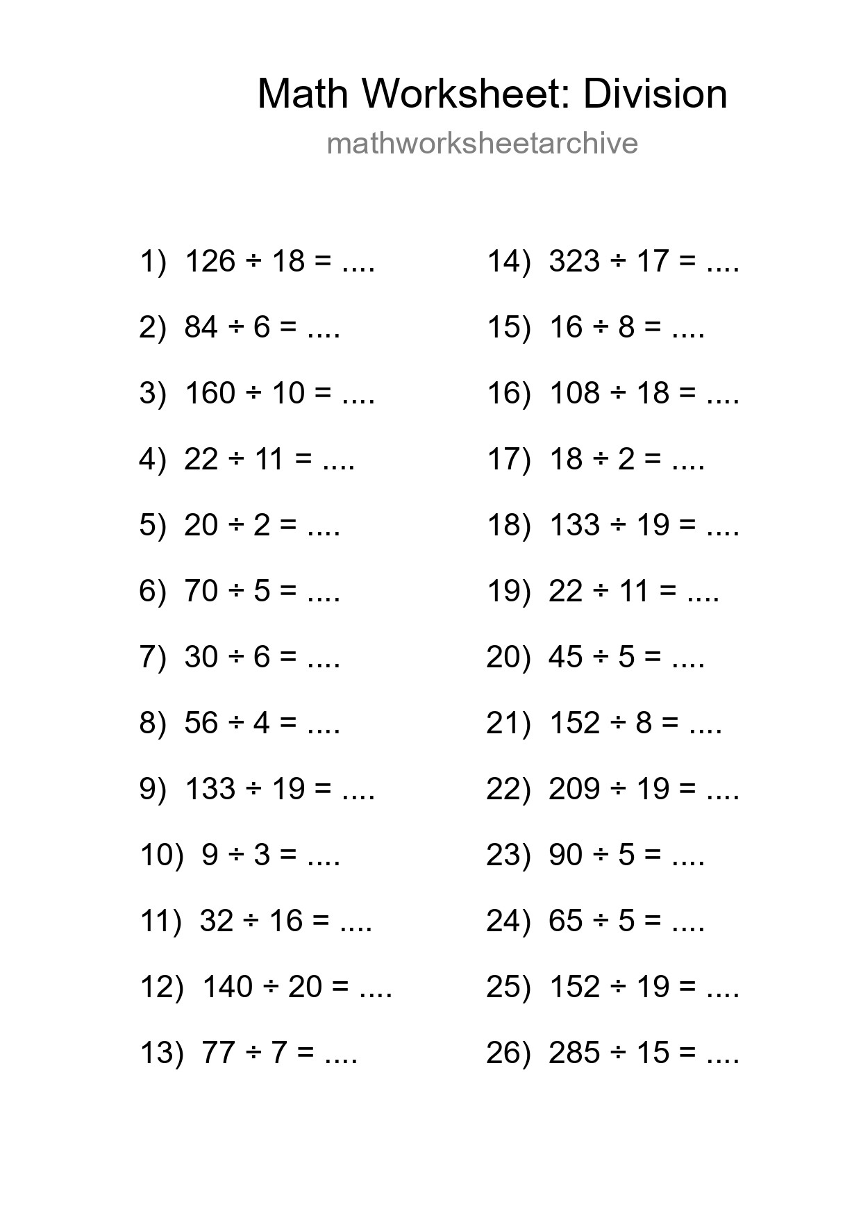 Free 26 Division Math Worksheet For Grade 2 With Answers - Part 64