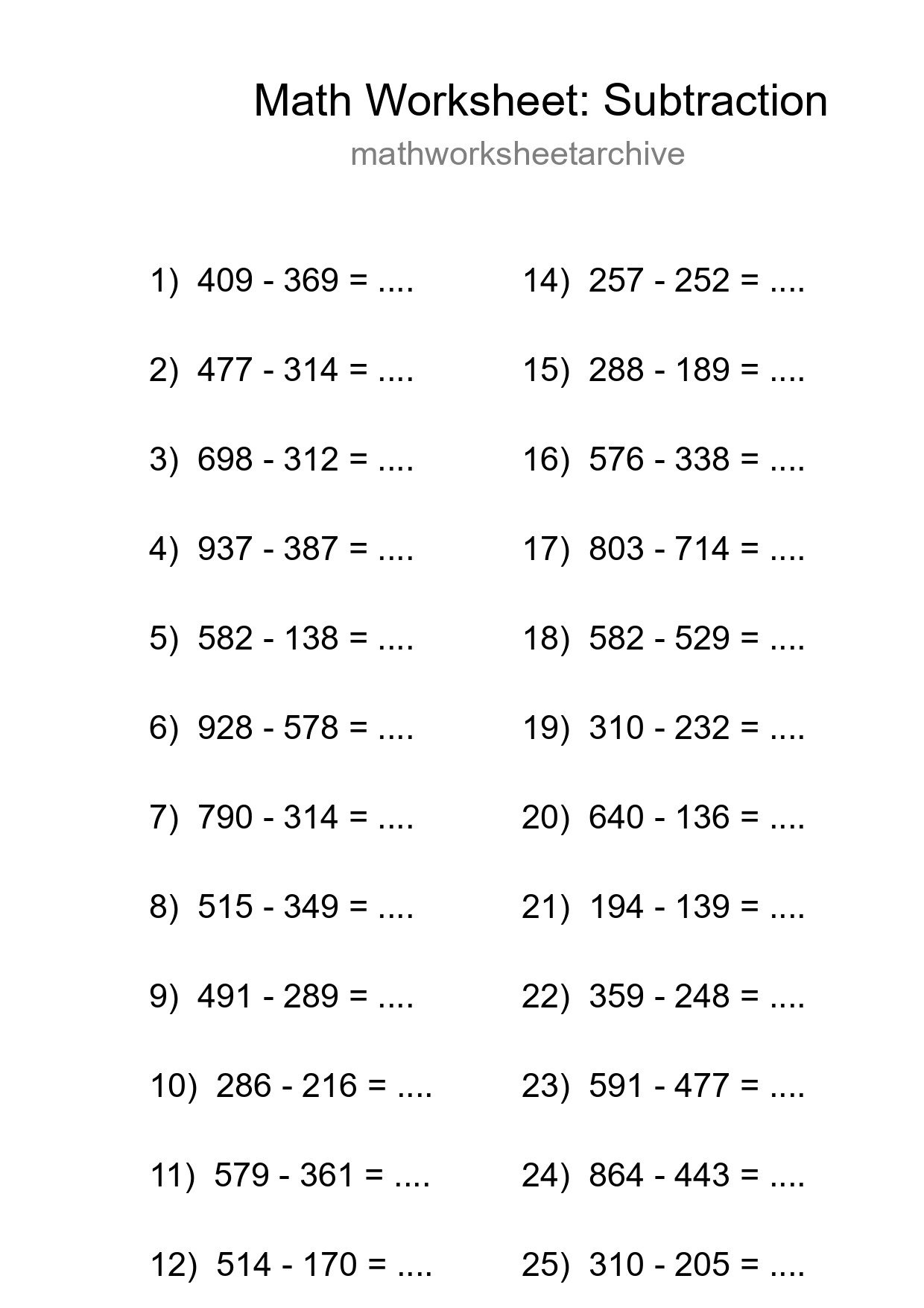 Free 26 Subtraction Math Worksheet For Grade 5 With Answers - Part 218