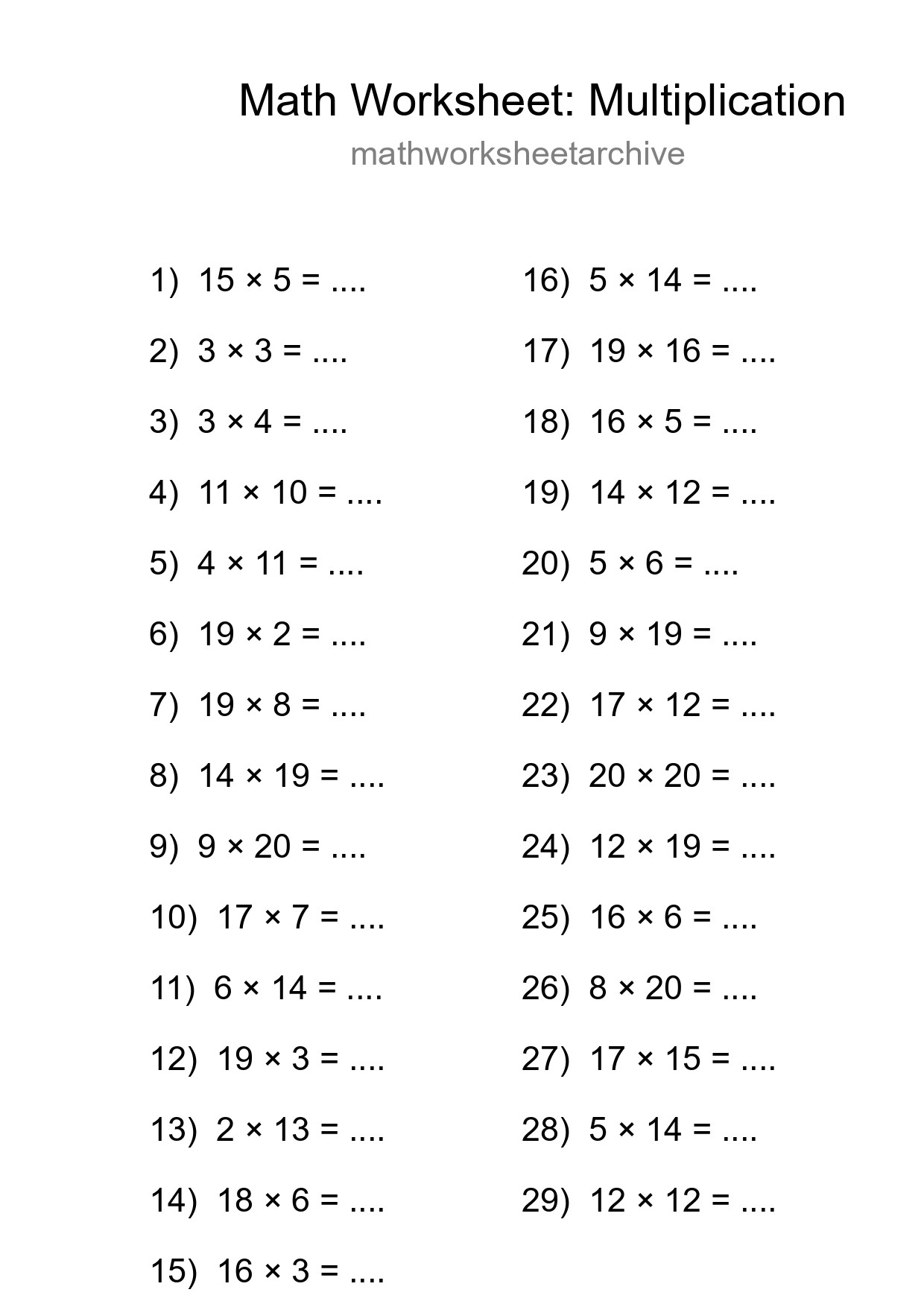 Free 29 Multiplication Math Worksheet For Grade 2 - Part 67