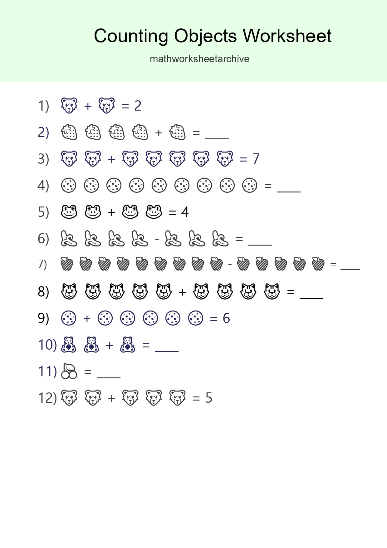 Free Counting Objects Worksheet For Kindergarten - Part 163