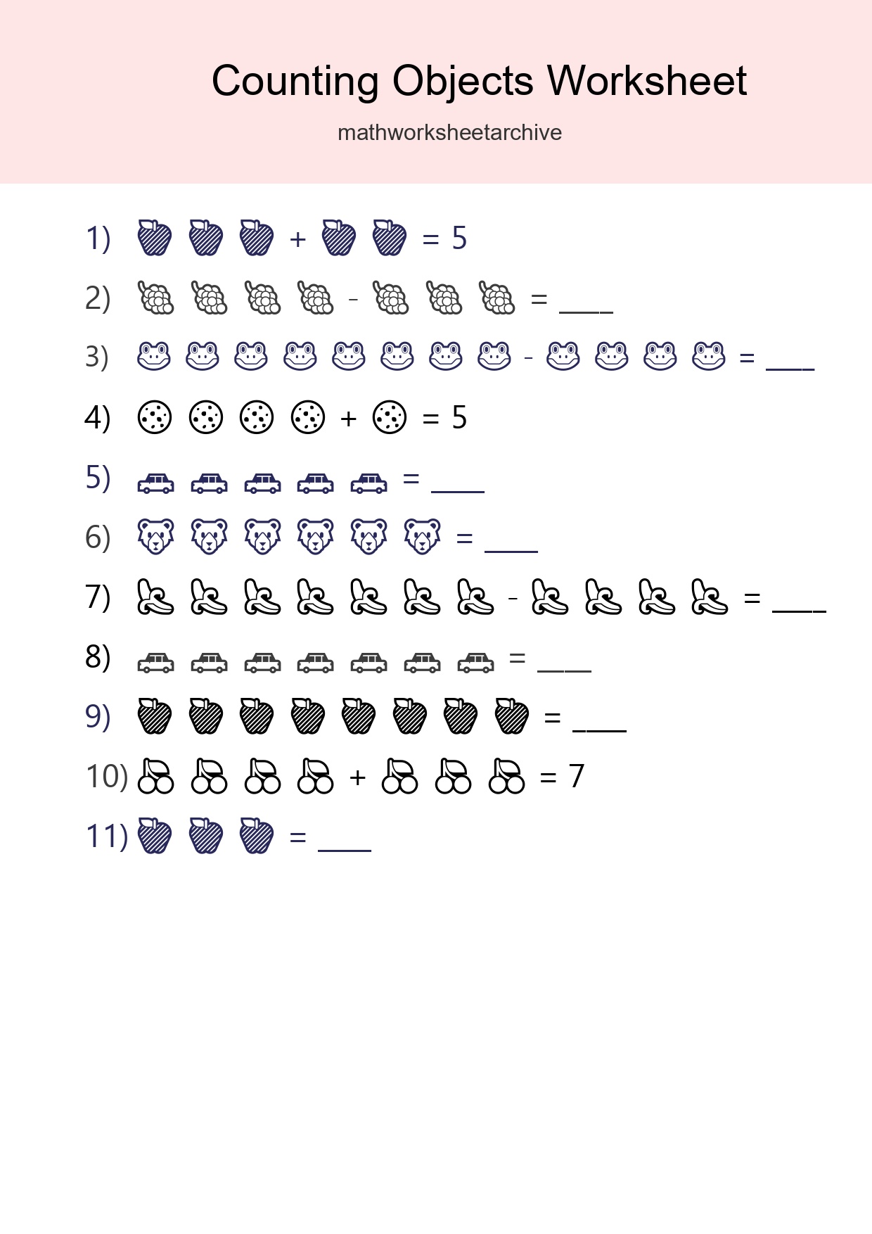 Free Counting Objects Worksheet For Kindergarten - Part 173