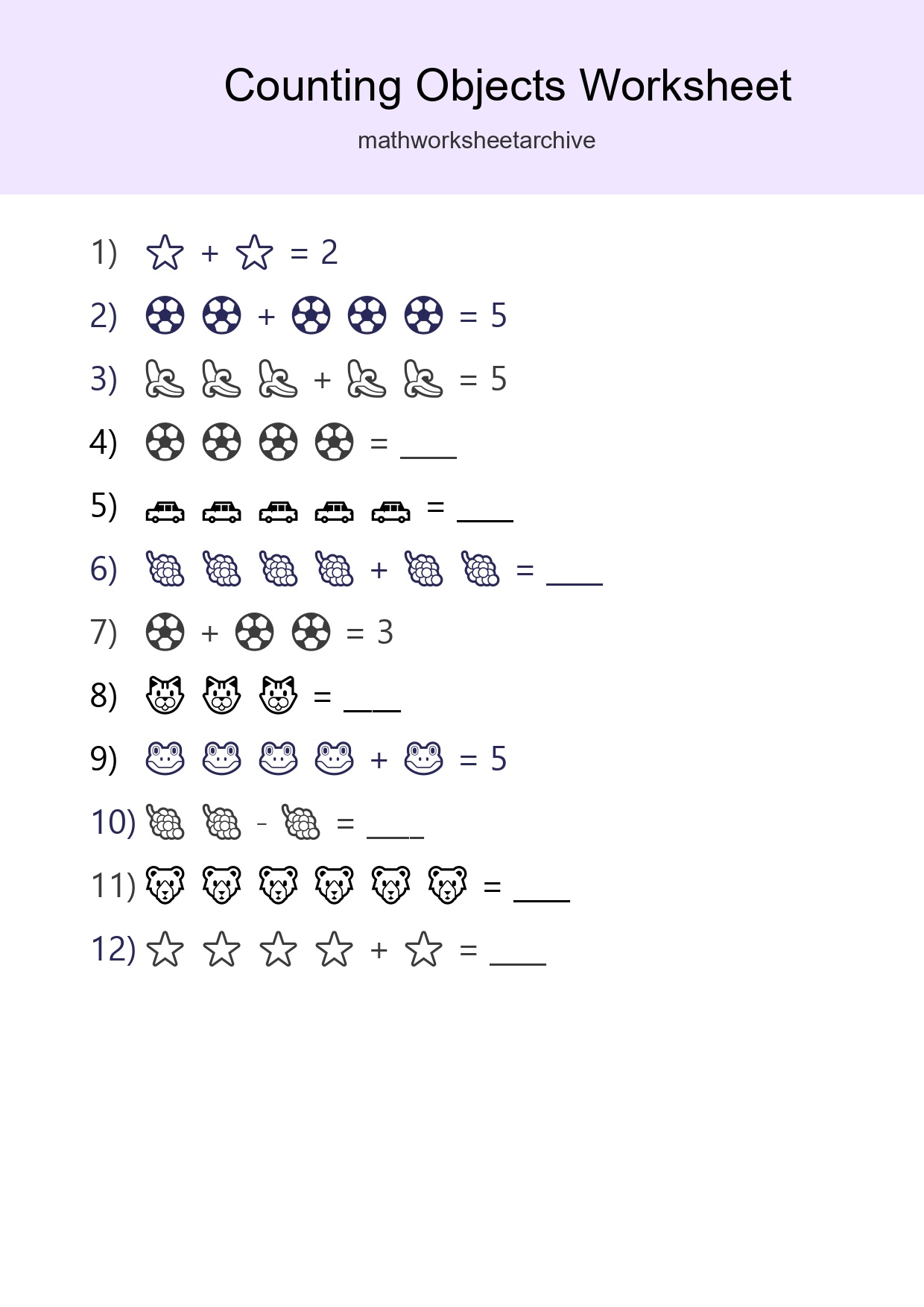 Free Counting Objects Worksheet For Kindergarten - Part 183