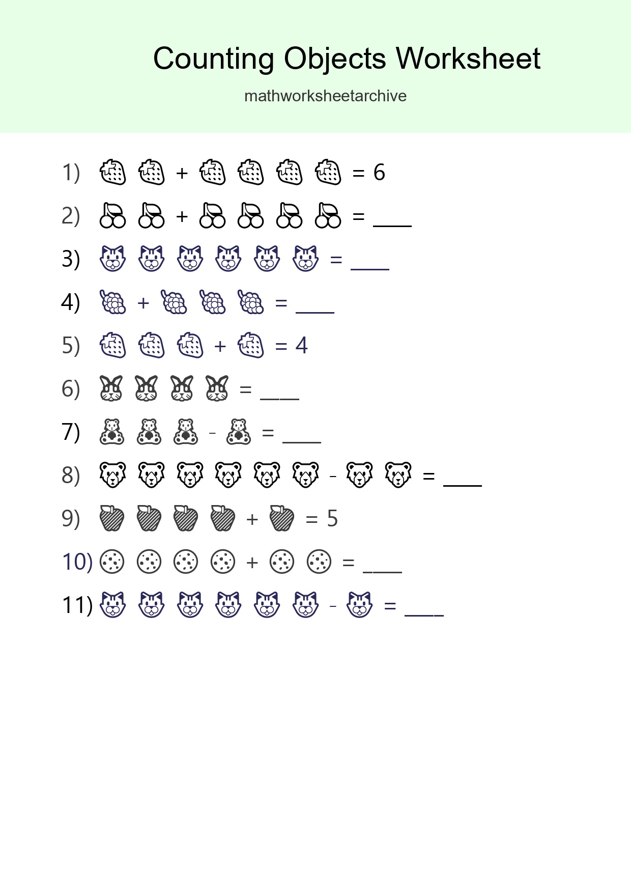 Free Counting Objects Worksheet For Kindergarten - Part 213