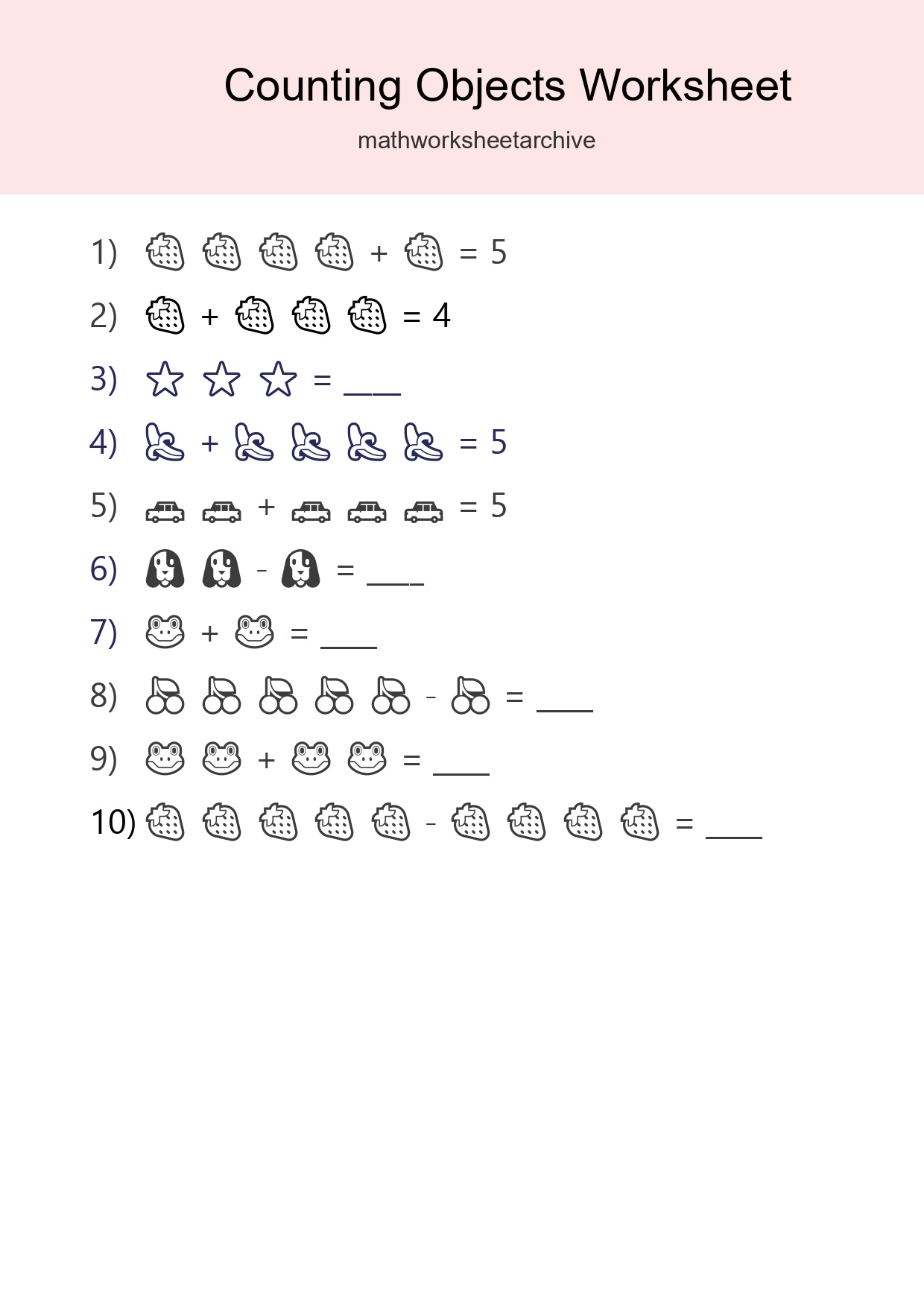 Free Counting Objects Worksheet For Kindergarten - Part 33