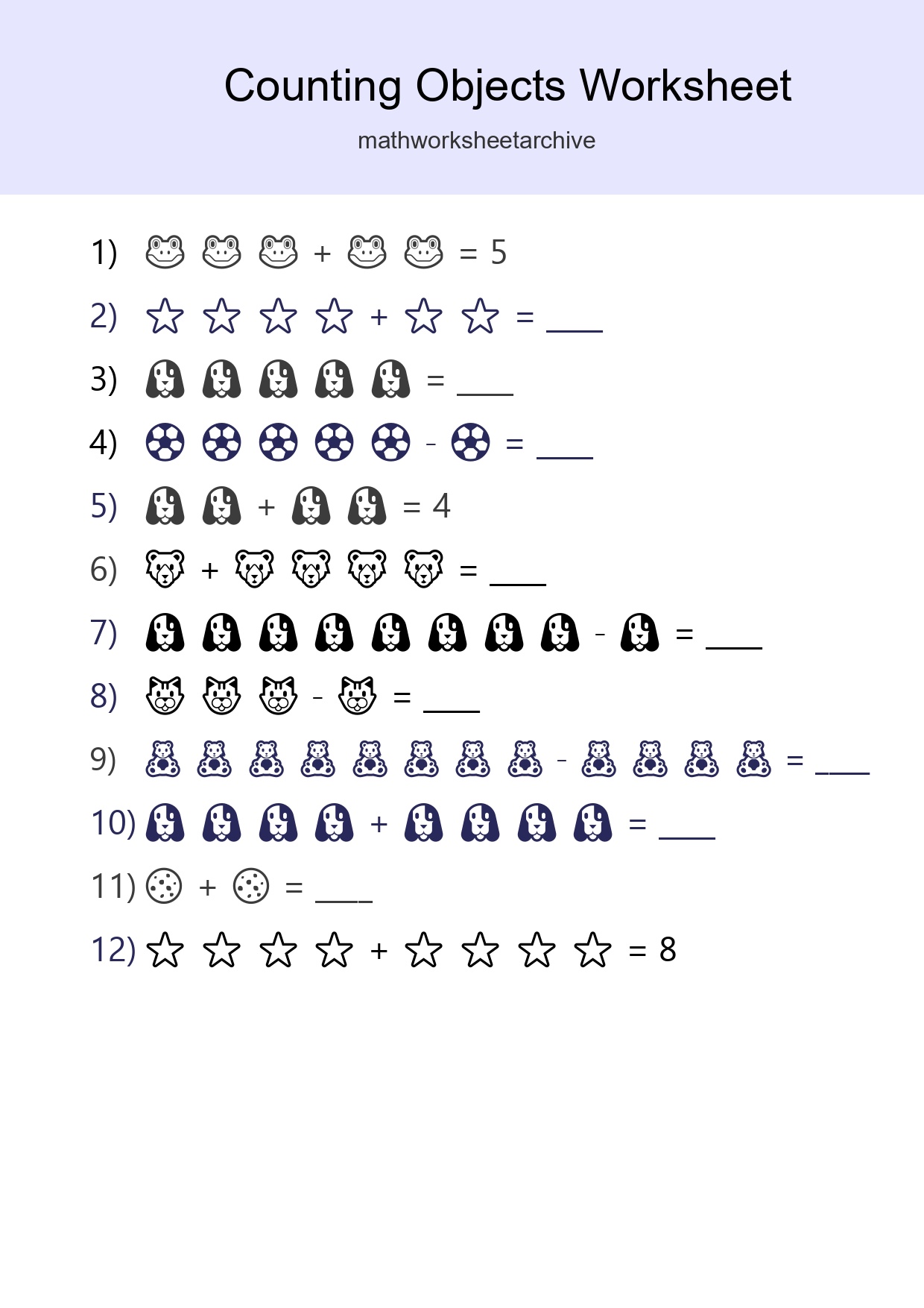 Free Counting Objects Worksheet For Kindergarten Printable - Part 263