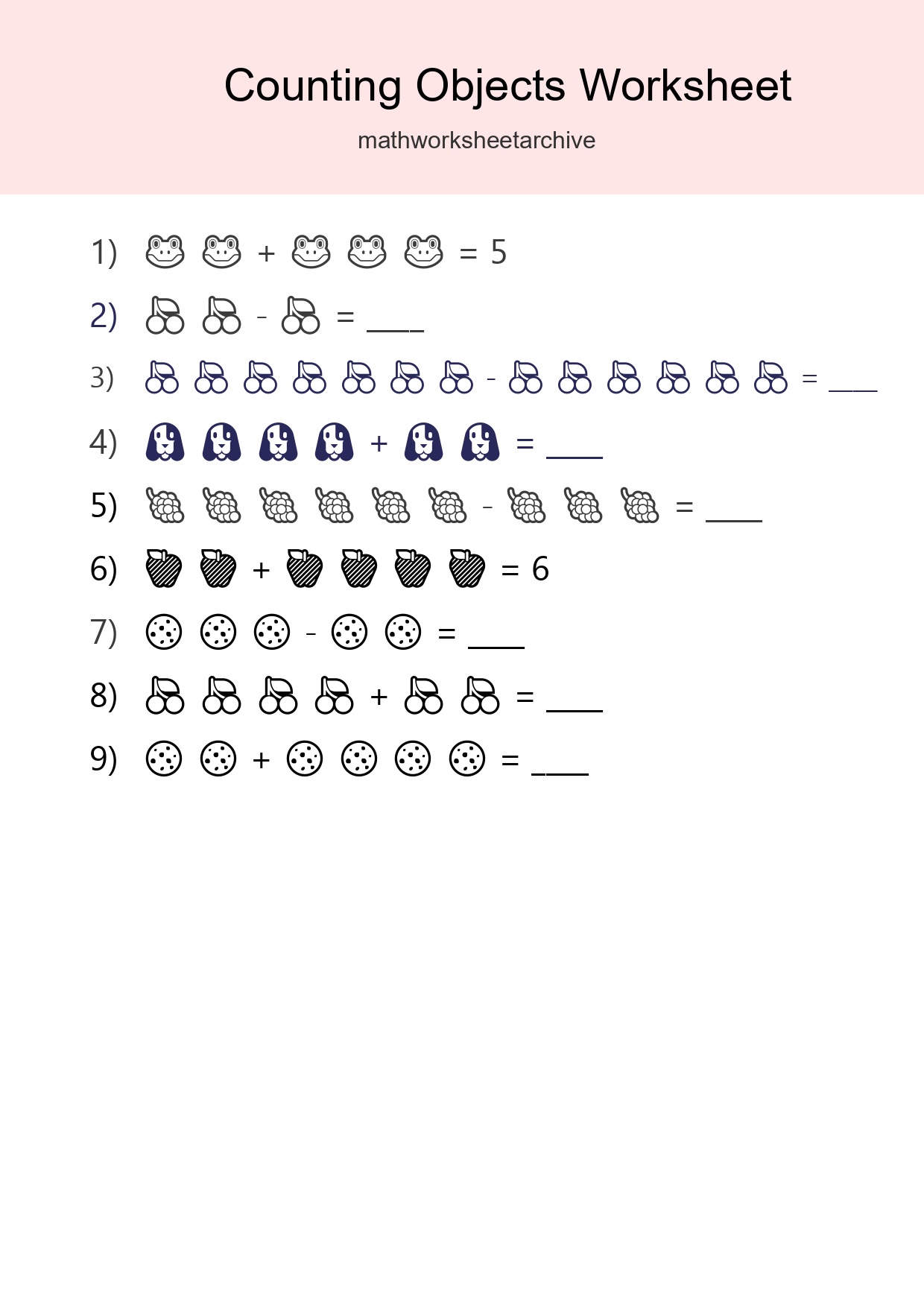 Free Counting Objects Worksheet For Kindergarten Printable - Part 43
