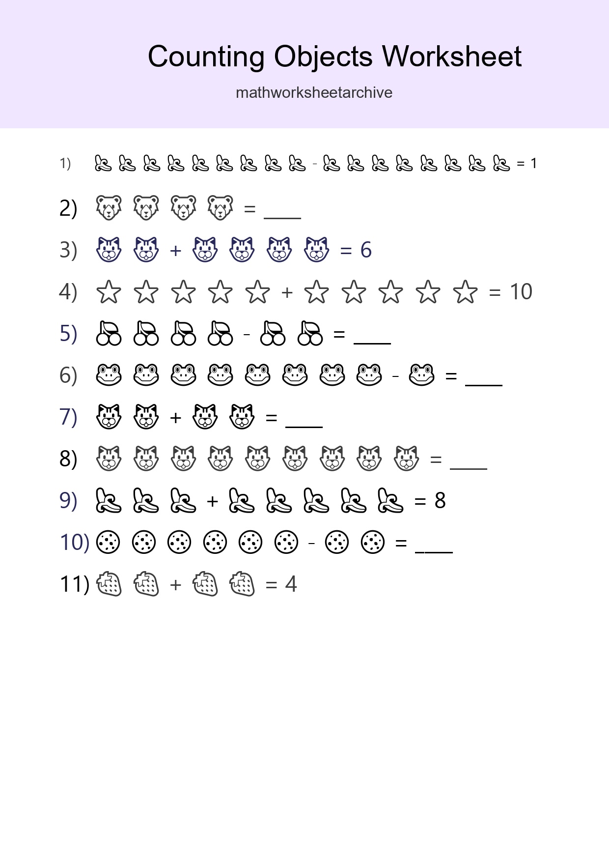 Free Counting Objects Worksheet For Kindergarten Printable - Part 53