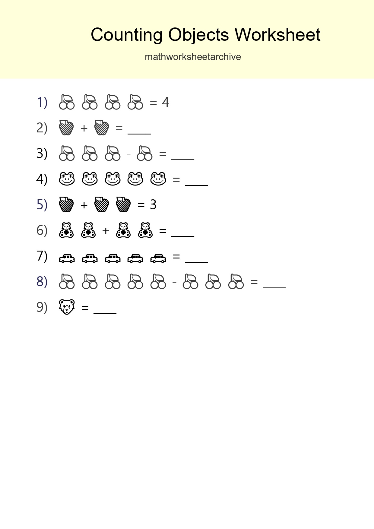 Free Counting Objects Worksheet For Pre-K Printable - Part 103