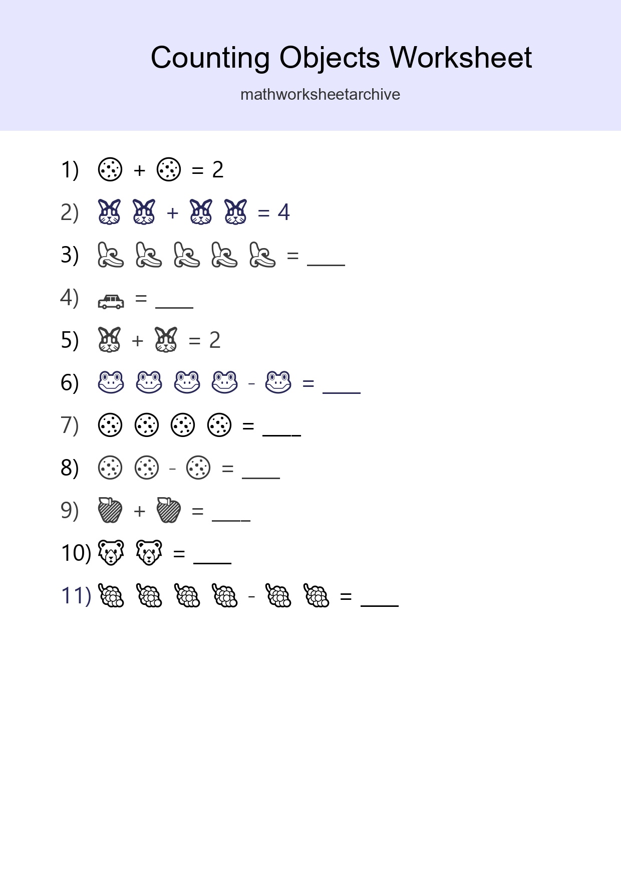 Free Counting Objects Worksheet For Pre-K Printable - Part 123