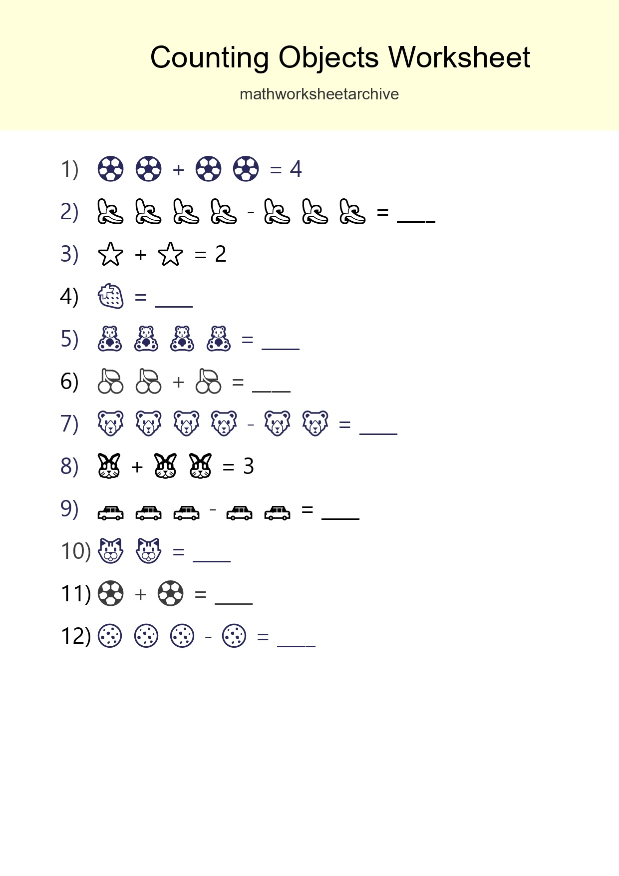 Free Counting Objects Worksheet For Pre-K Printable - Part 203