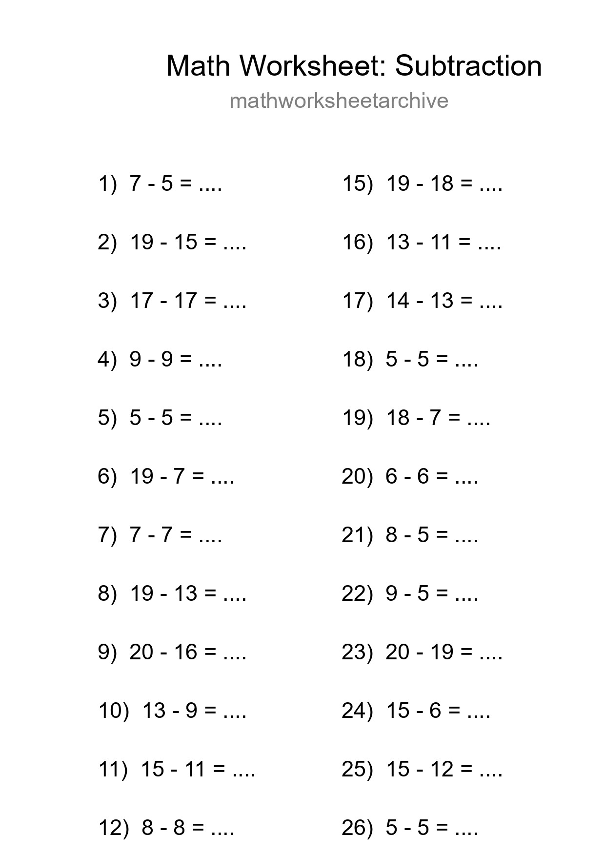 Grade 2 Subtraction Practice Worksheet (27 Problems) - Part 108