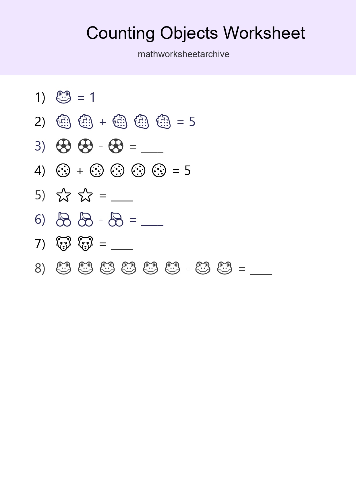 Kindergarten Count The Objects Worksheet - Part 133