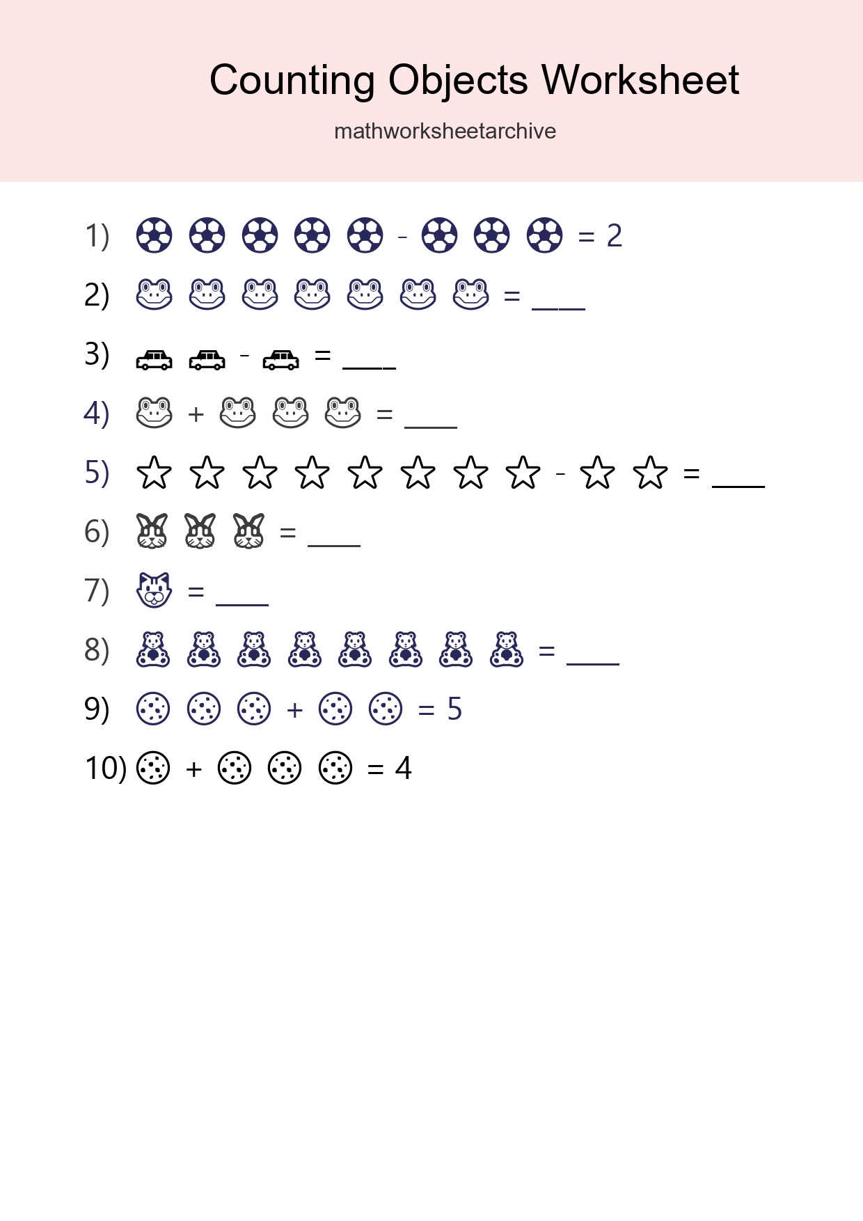 Kindergarten Count The Objects Worksheet - Part 273