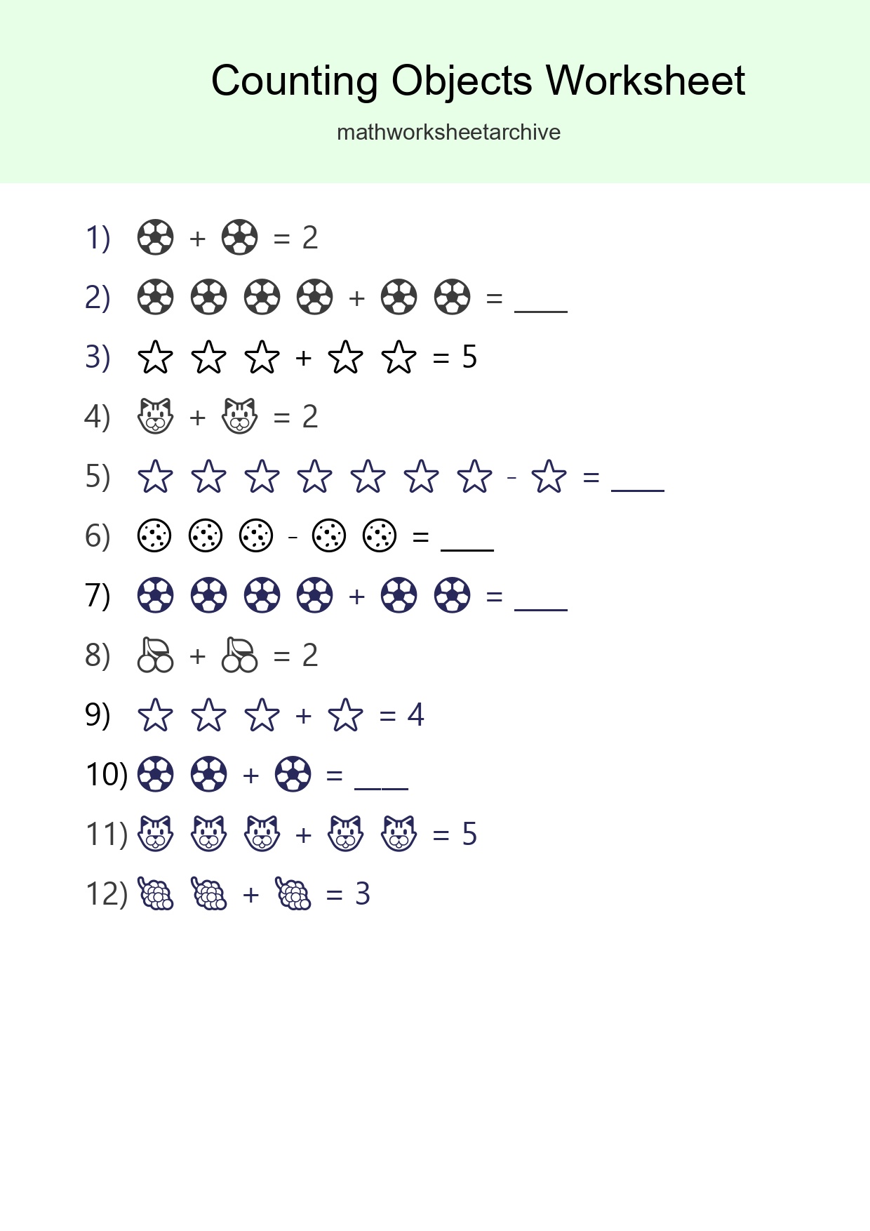 Learn Counting With Pictures Worksheet (Kindergarten) - Part 13