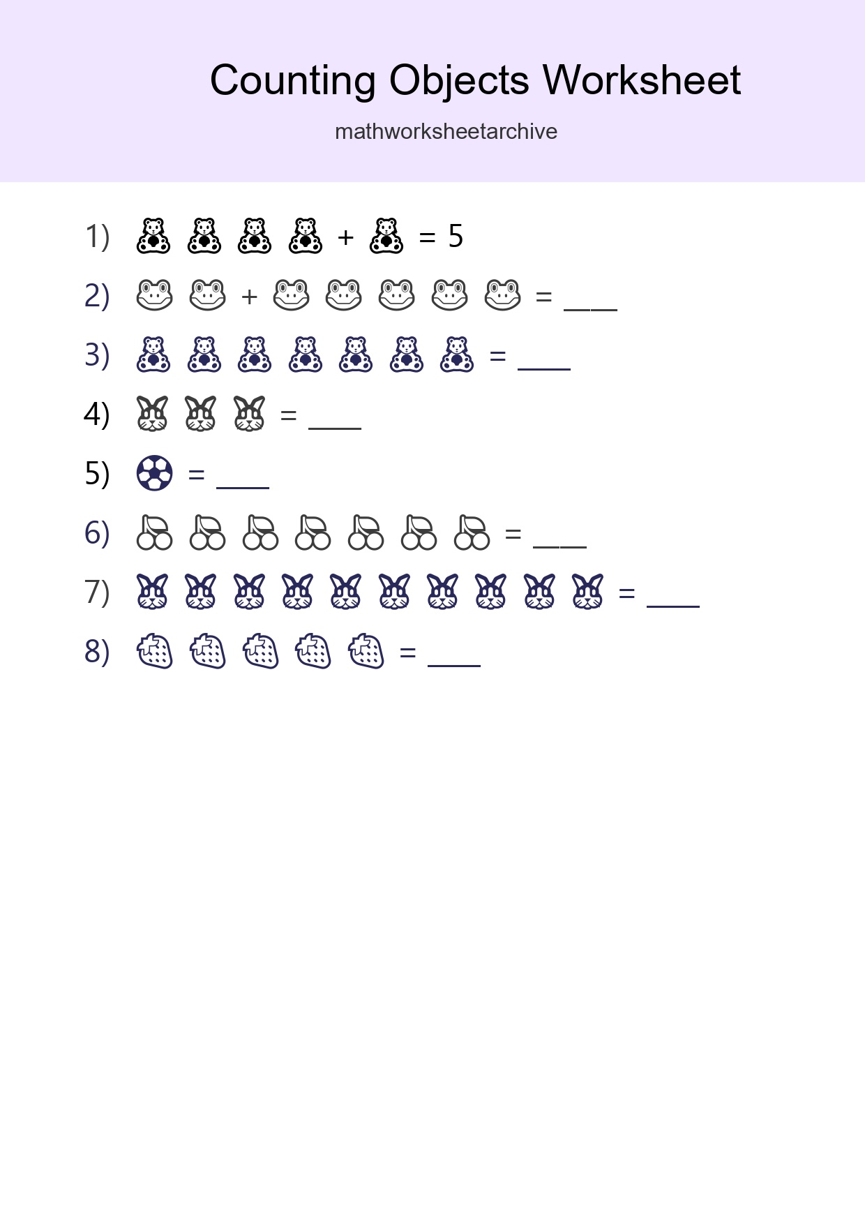 Learn Counting With Pictures Worksheet (Kindergarten) - Part 143