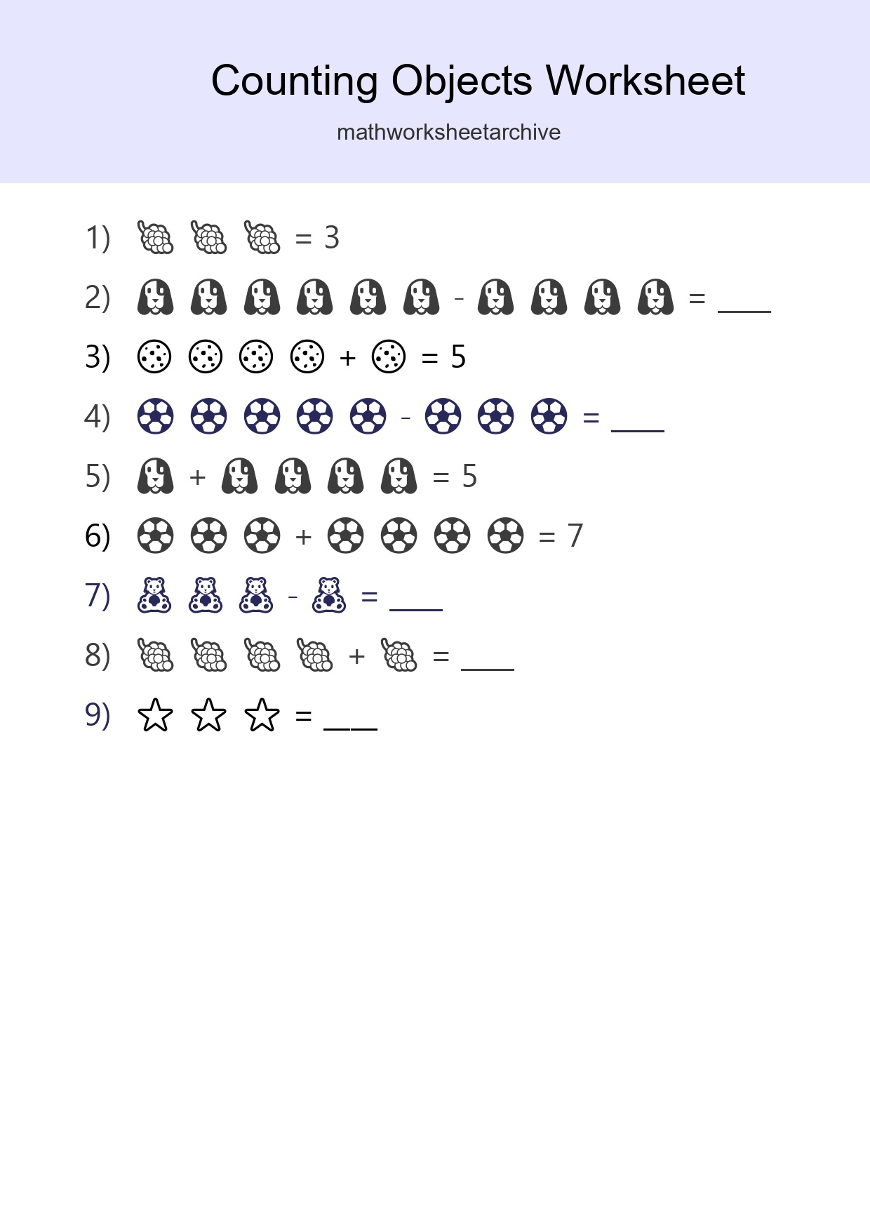 Learn Counting With Pictures Worksheet (Kindergarten) - Part 193