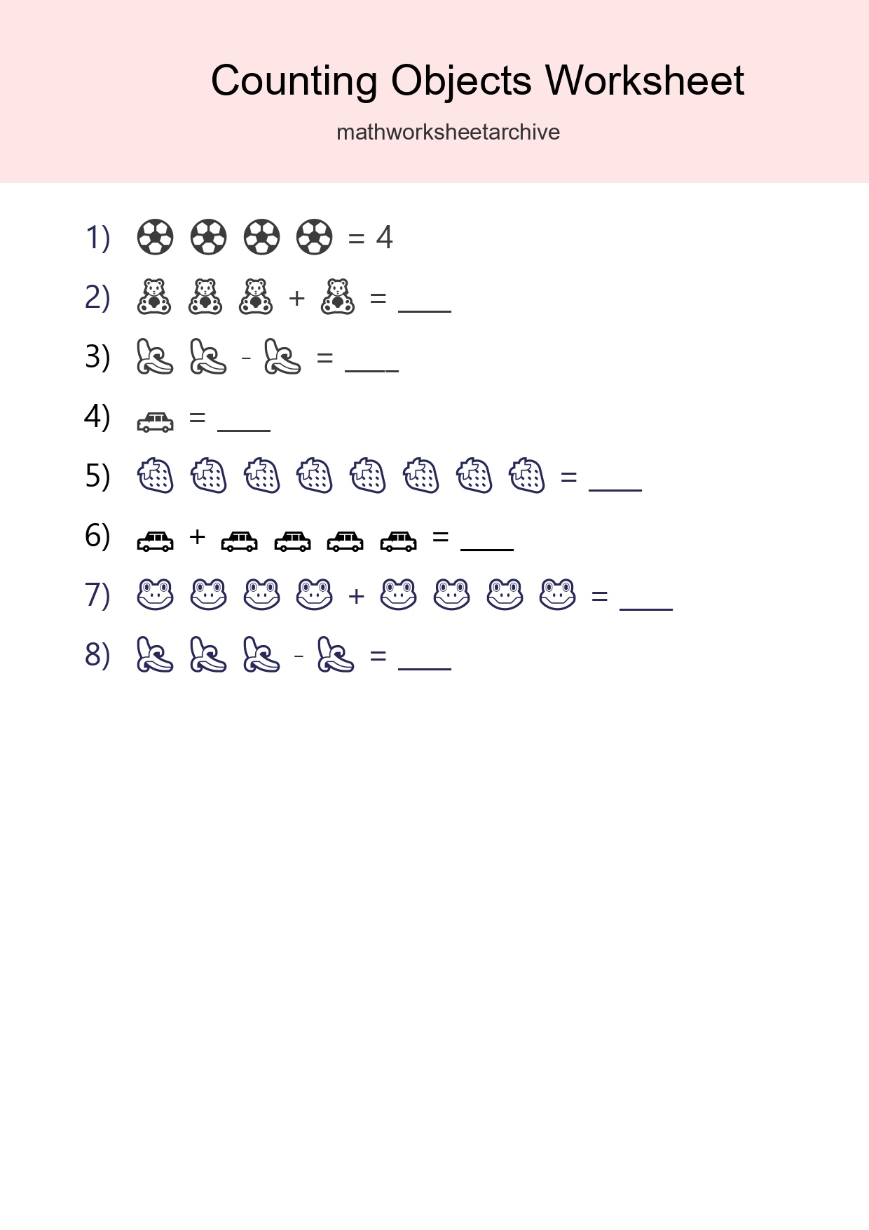 Learn Counting With Pictures Worksheet (Kindergarten) - Part 253