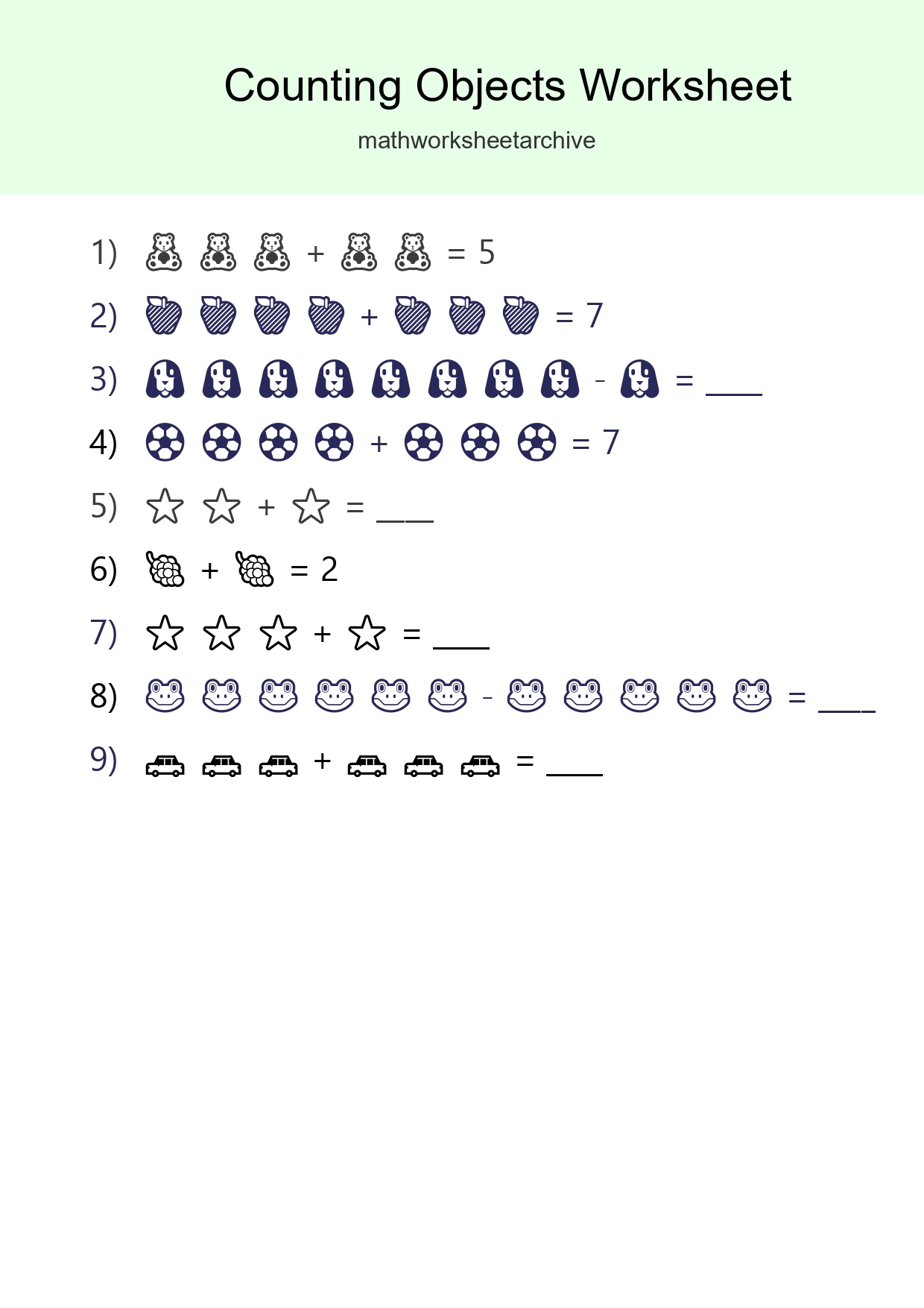 Learn Counting With Pictures Worksheet (Kindergarten) - Part 293