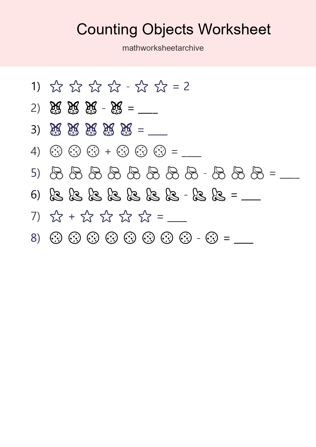 Learn Counting With Pictures Worksheet (Kindergarten) - Part 83