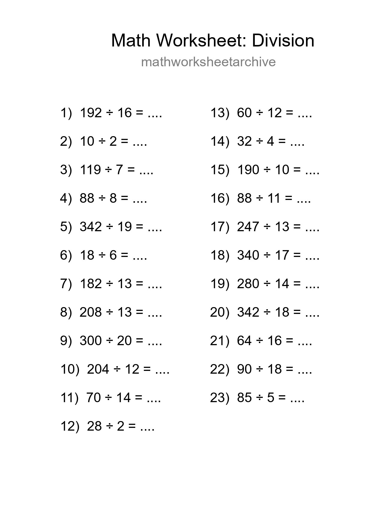 Printable Free 23 Division Math Worksheet For Grade 2 - Part 174