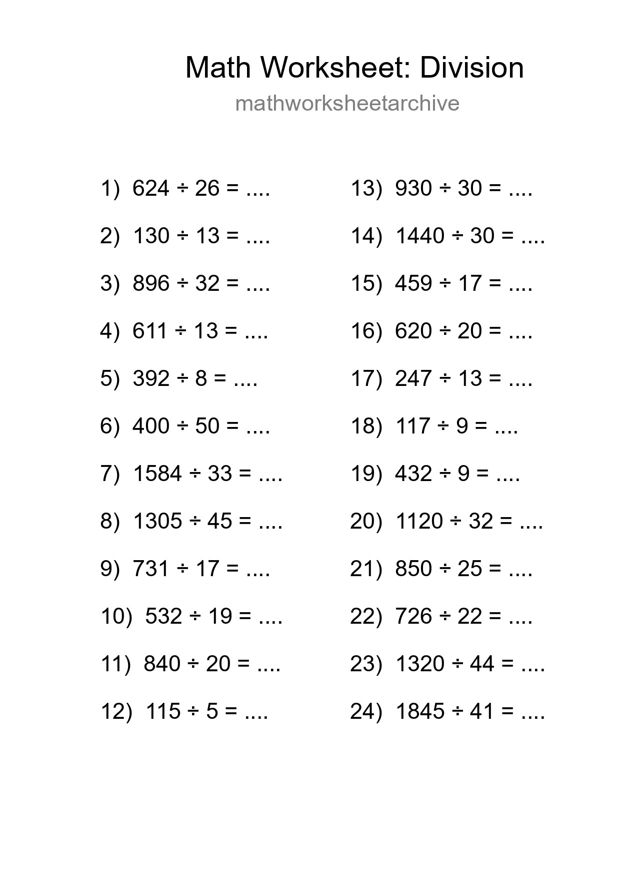 Printable Free 24 Division Math Worksheet For Grade 2 - Part 34